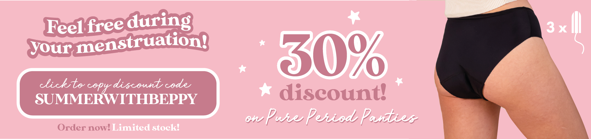 30% korting op Pure Period Panties